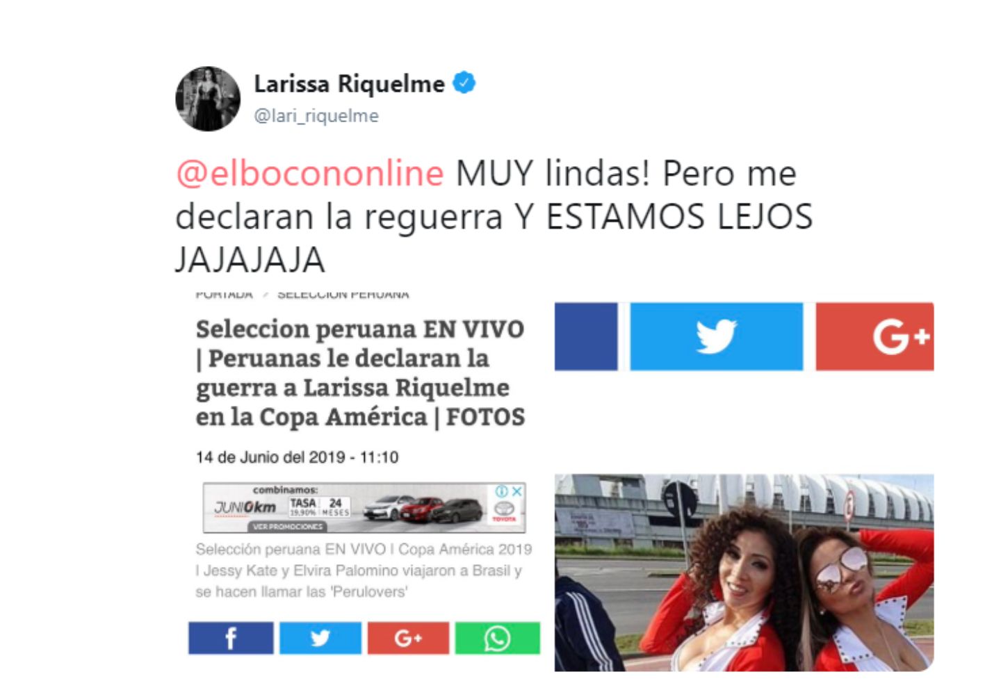 Twitter de Larissa Riquelme