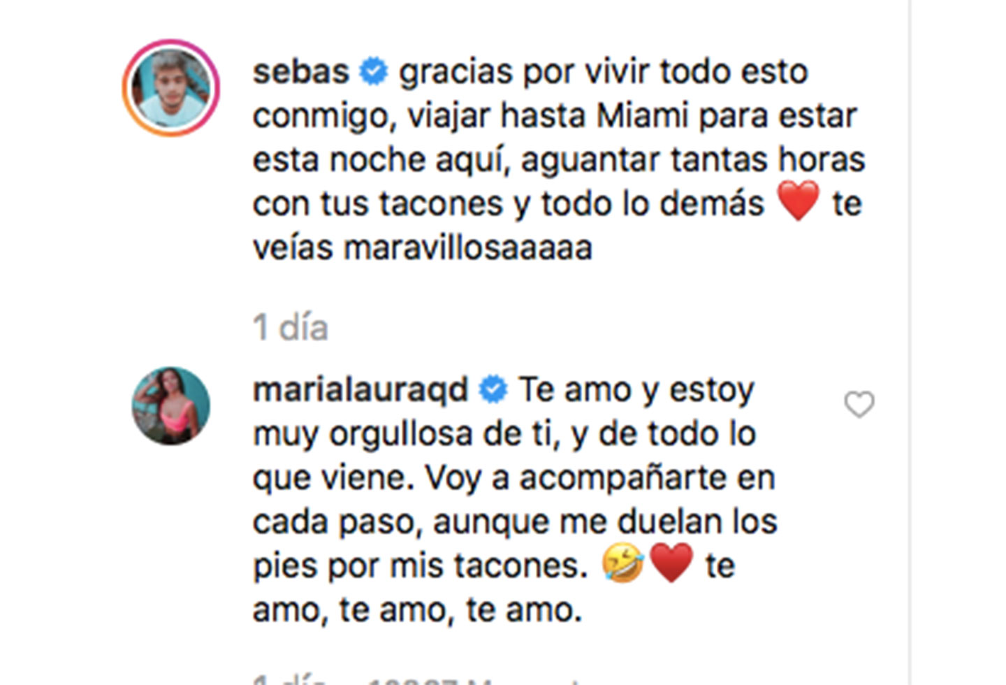 Mensaje de Sebastián Villalobos y su pareja