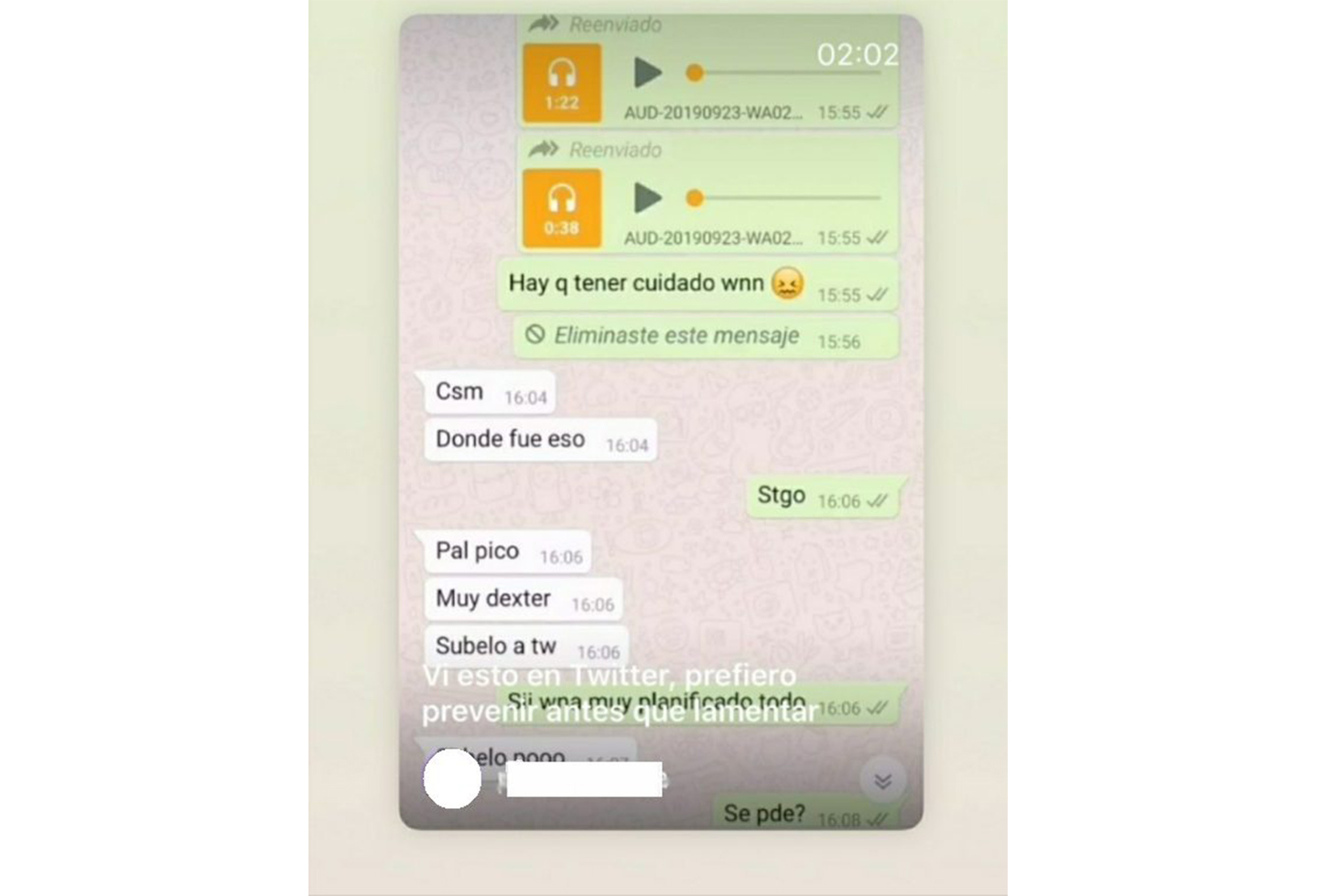 Pantallazo conversación