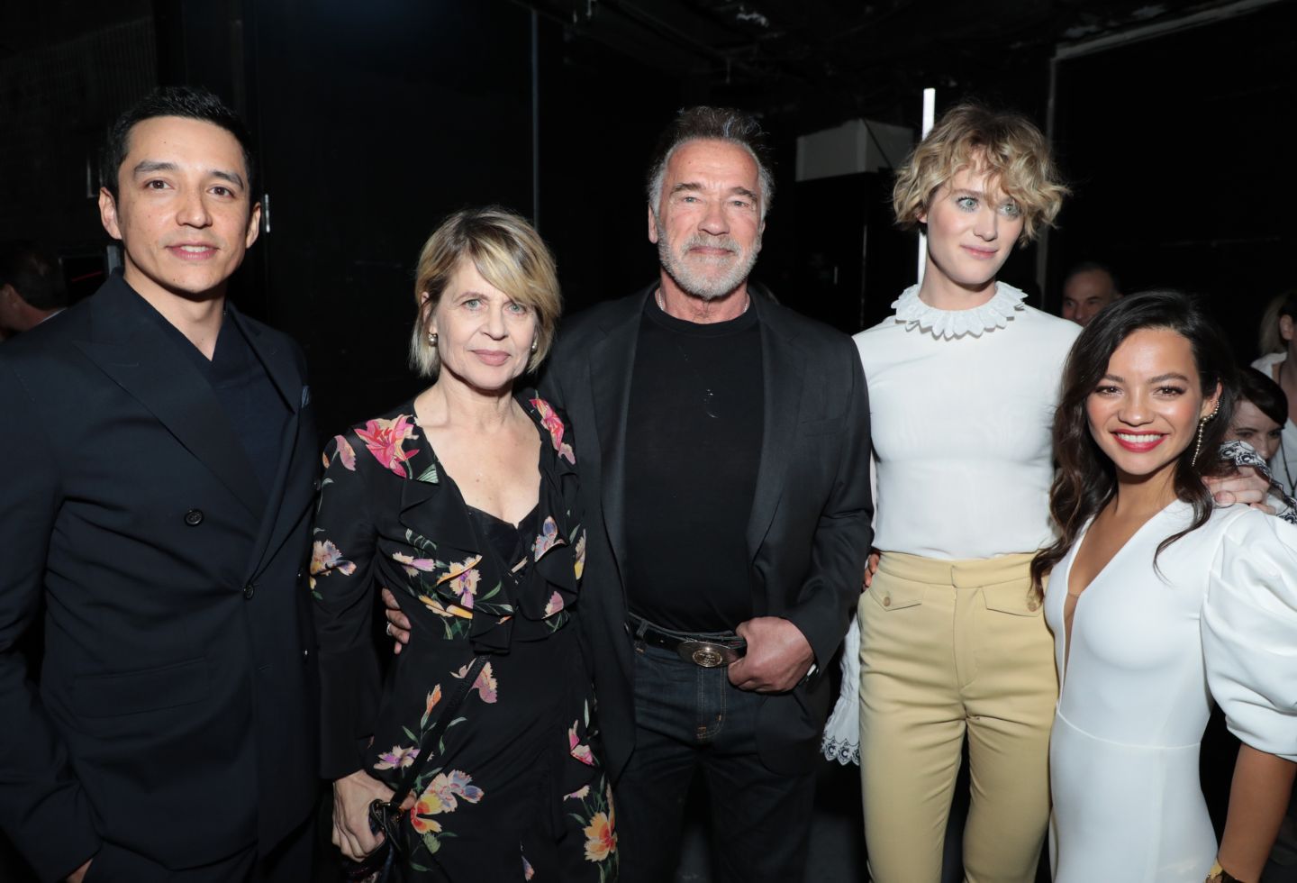 Natalia Reyes junto al reparto de Terminator: Dark Fate