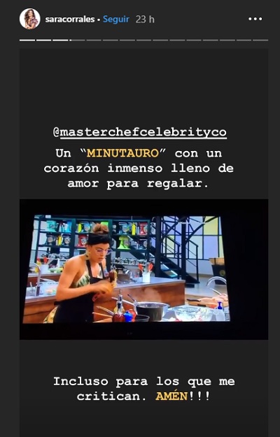 Sara Corrales historias de Instagram
