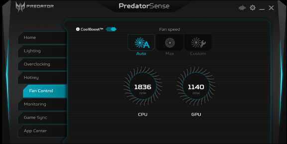 Software para controlar el desempeño del Predator Triton 500