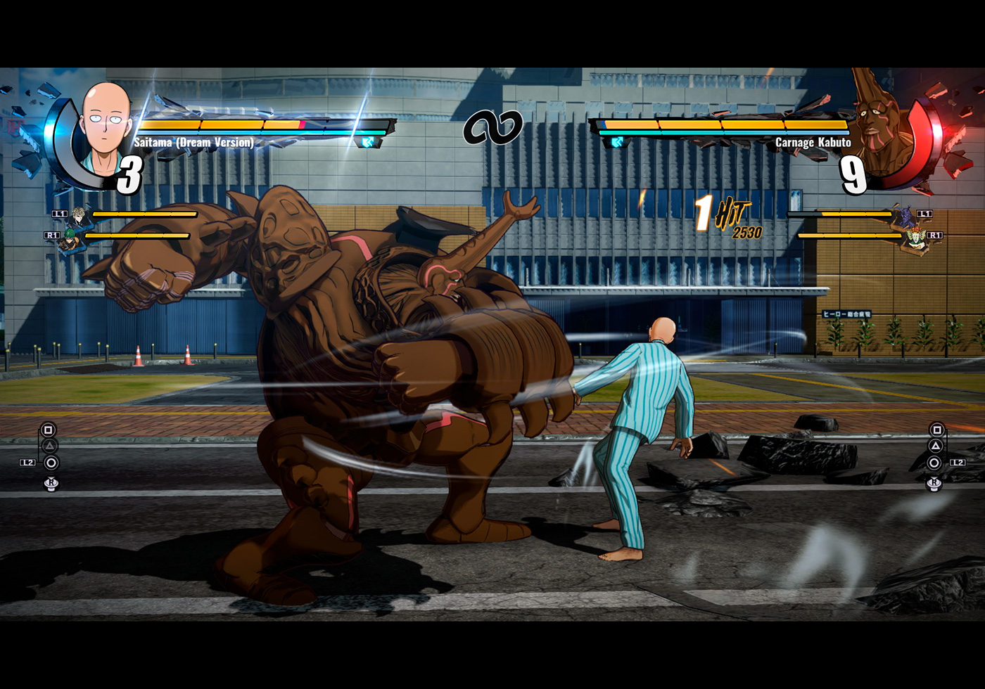 Saitama pelea en el videojuego de One punch Man