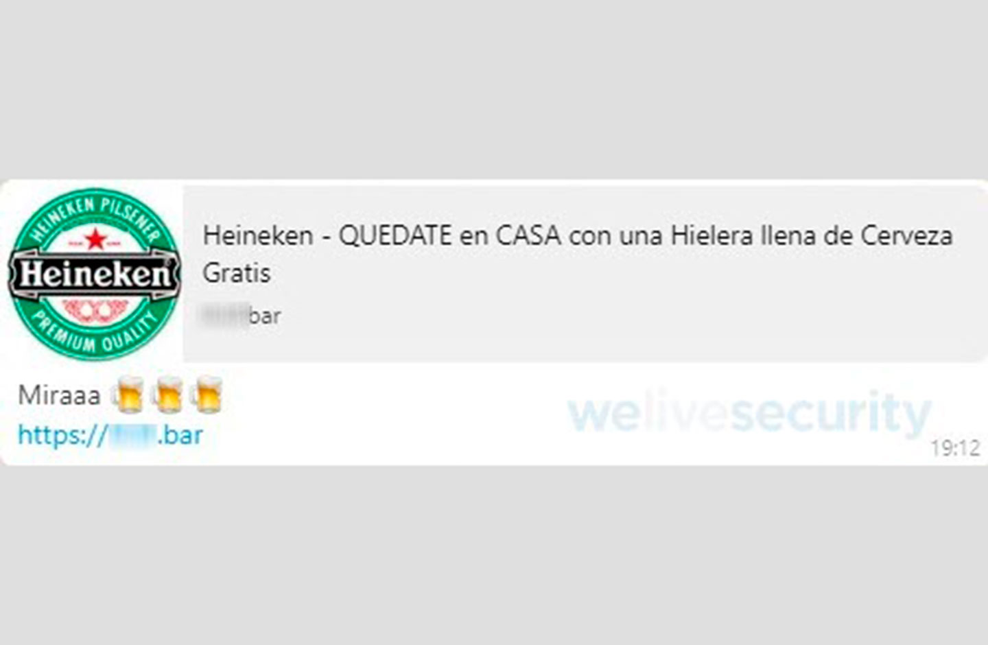 estafa heiniken en WhatsApp