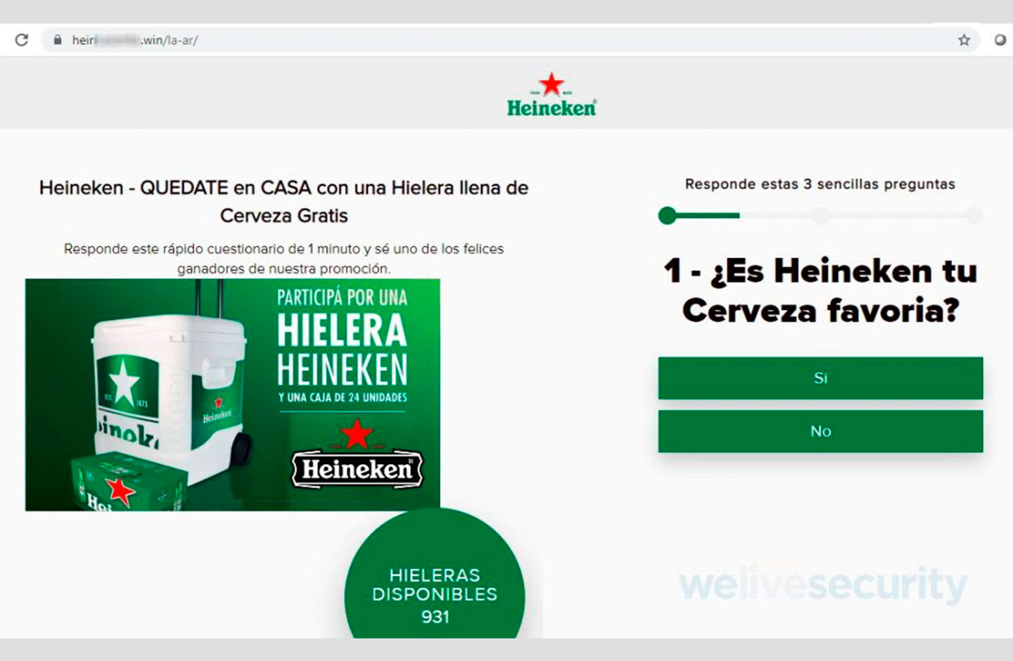 Estafa en WhatsApp con suplantación de Heiniken