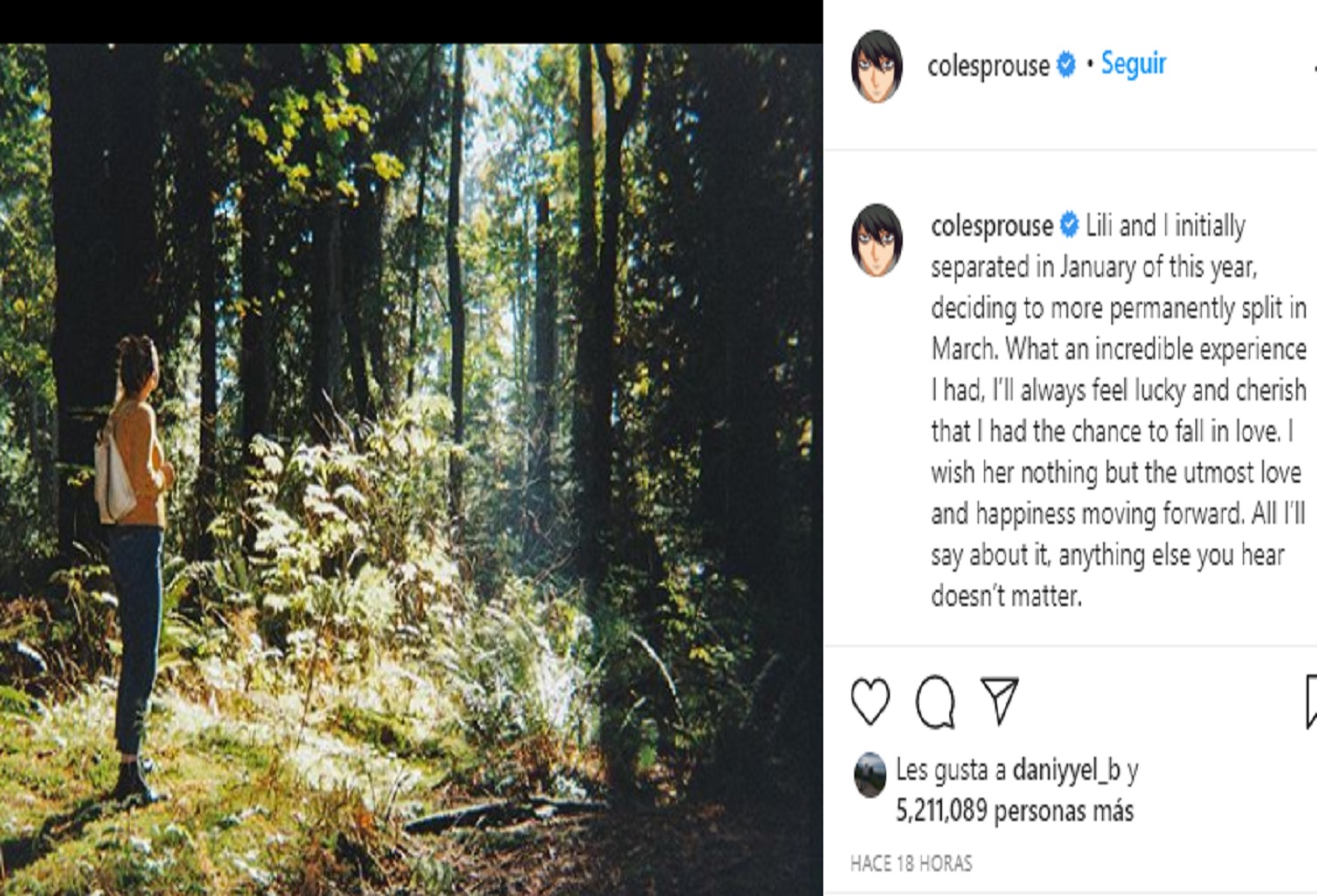 Post de Cole Sprouse en Instagram