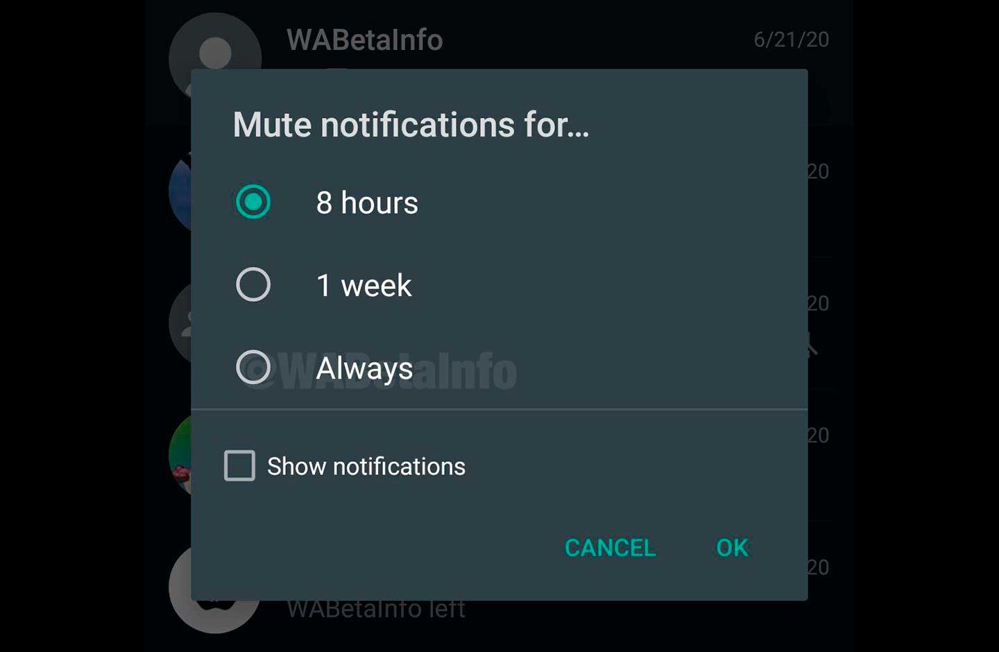 silenciar chats en WhatsApp