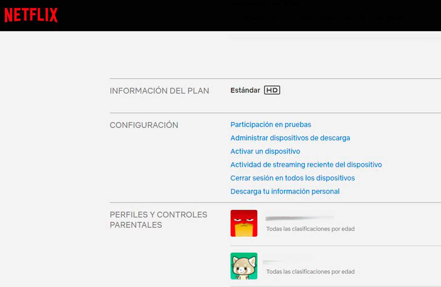 Menú Netflix