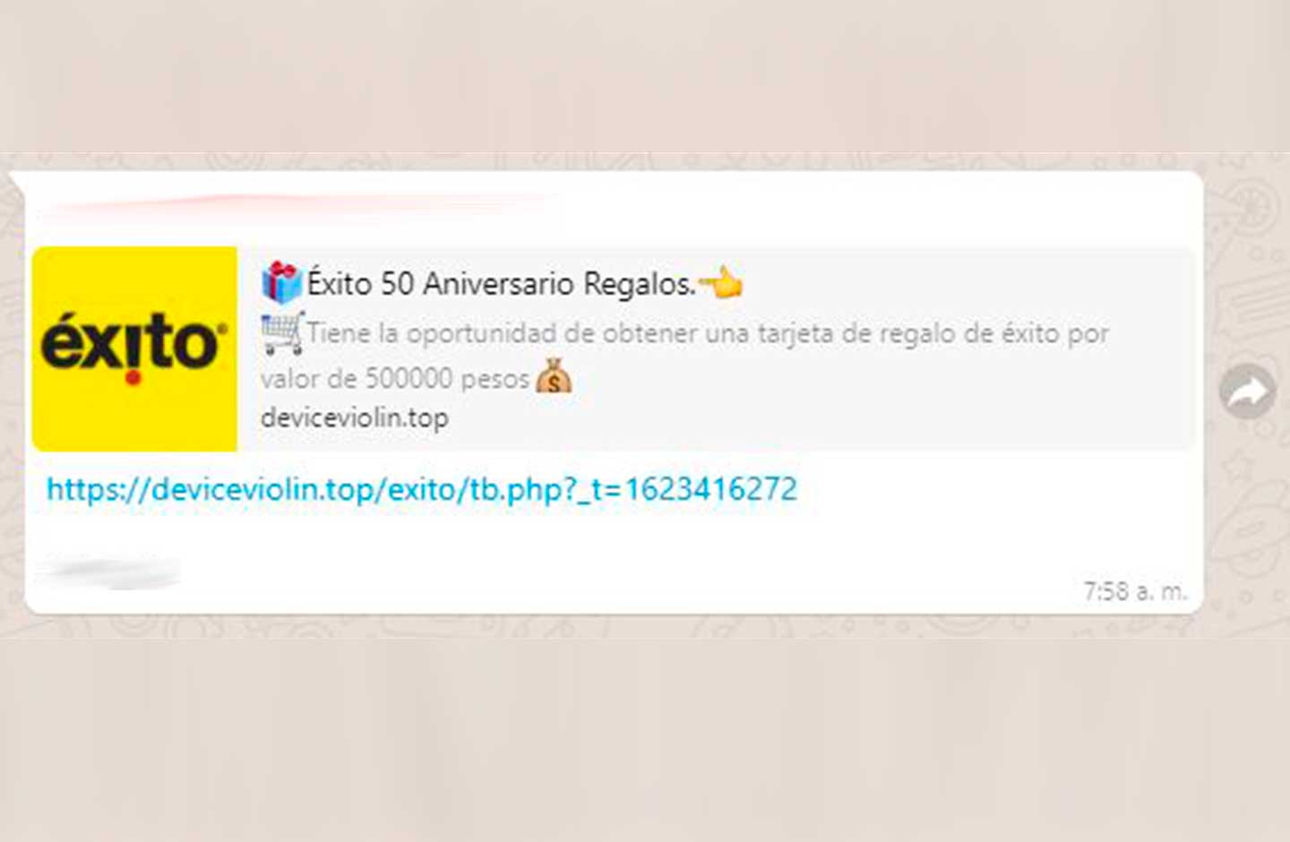 Estafa WhatsApp Éxito