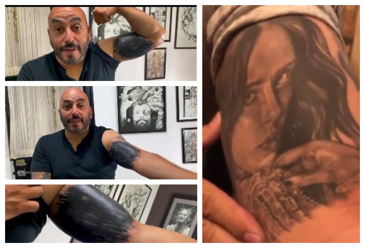 Tatuaje de Lupillo Rivera con rostro de Belinda