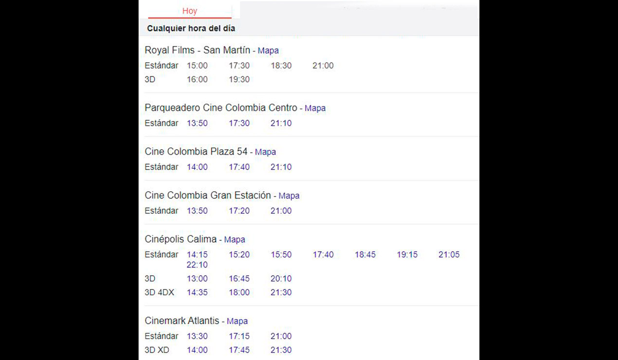 Horario de Eternals en cines de Bogotá