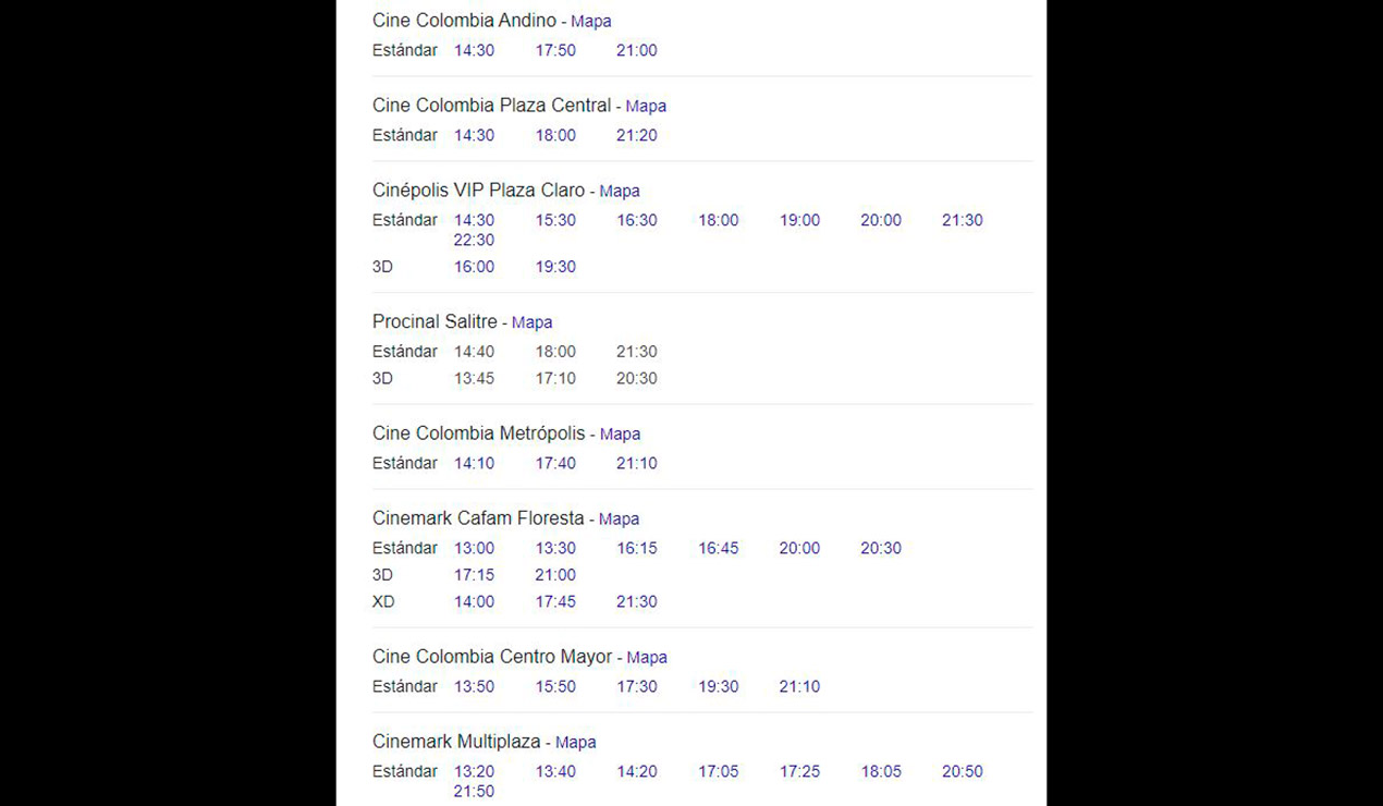 Horario de Eternals en cinemas de Bogotá