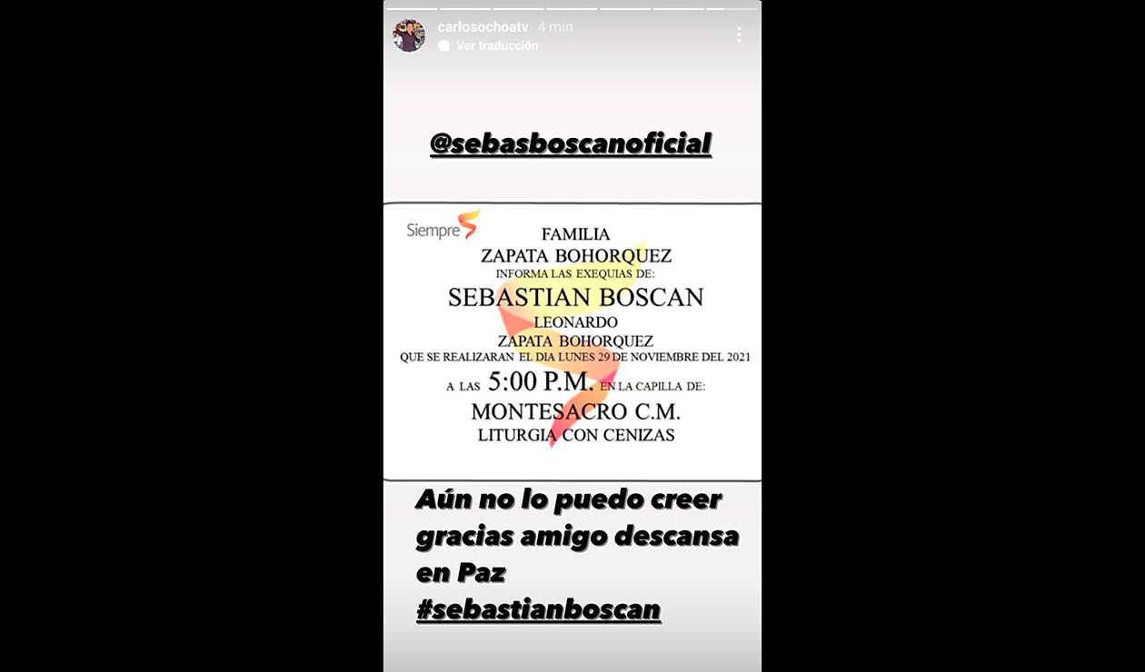 Imagen condolencias ante muerte de Sebastián Boscán