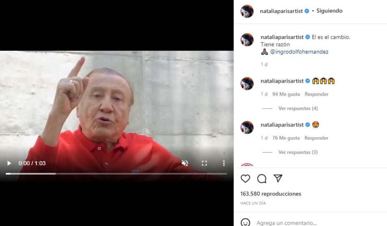Natalia Paris apoya a Rodolfo Hernandez