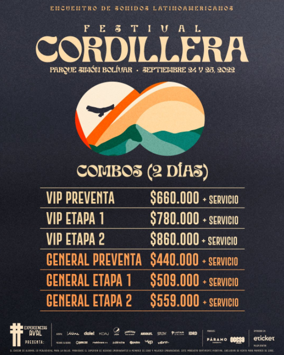 Precios boletas Festival Cordillera
