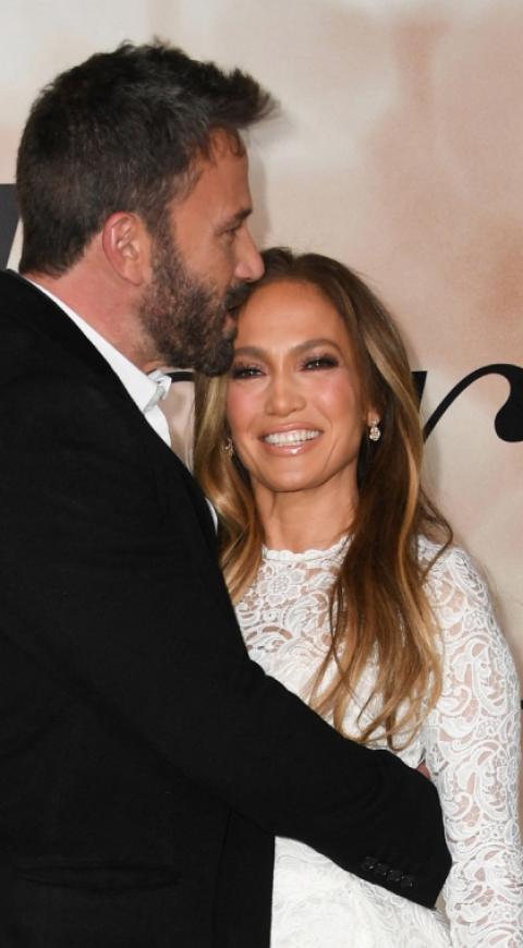 Jennifer Lopez y Ben Affleck en el lanzamiento de Marry Me