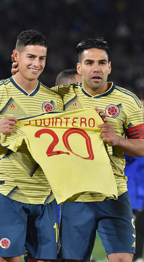 James y Falcao en amistoso ante Japón