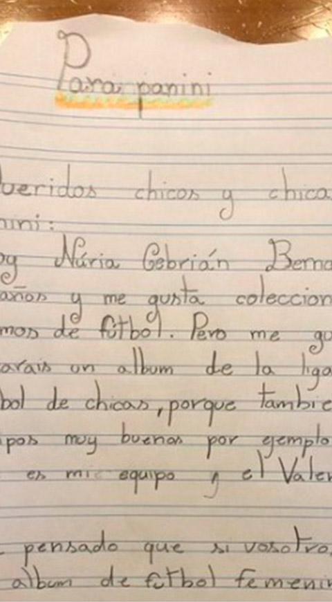 Carta de niña a Pannini