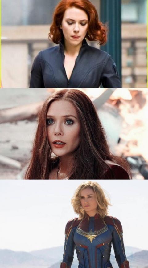 Capitana Marvel, Black Widow y Scarlet Wich