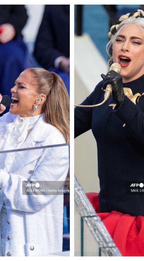 Jennifer López y Lady Gaga en la investidura de Joe Biden