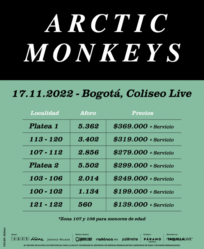 Arctic Monkeys, vuelve a Colombia con su gira mundial